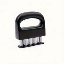 1入肉嫩化器和不鏽鋼超鋒利針刀，最佳廚房烹飪工具，用於嫩化、烤肉、醃料、廚房用品、牛排和炸食配件 - 黑色 - 查看 4