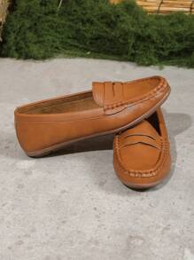 Klassieke effenkleurige handgemaakte stiksels decor loafers, lichtgewicht comfortabele casual mode mocassins