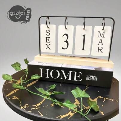Calendário de Mesa Permanete Decorativo com Plaquinhas Casa Escritório