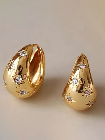 1pair Fashion Rhinestone Decor Earrings For Women For Daily Decoration Dating Gift