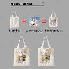 1 件定制帆布袋，独特设计（照片、风景、插图），可折叠，大容量，轻便，时尚，个性化手提包，单肩包，休闲购物袋，开学季购物 - 彩色 - 查看 4