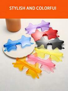 1/5/10 pezzi Occhiali senza montatura a forma di cuore o a forma di stella a cinque punte, una vasta gamma di colori trasparenti e caramella, ideali come regali per feste, perfetti per festa in piscina, feste estive, compleanni, carnevali, eventi divertenti o come bomboniere. (Colori assortiti) Bomboniere per feste di San Valentino