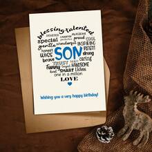 1pc, Unique Son Birthday Card, Praise Son Birthday Card From Parents, Wishing You A Very Happy Birthday, Personalized Birthday Card - Beige - View 3