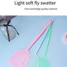 1pc Fly Swatter, Thick & Durable Plastic Swatter To Kill Flies And Mosquitoes, Long Handle Design - Multicolor - View 3