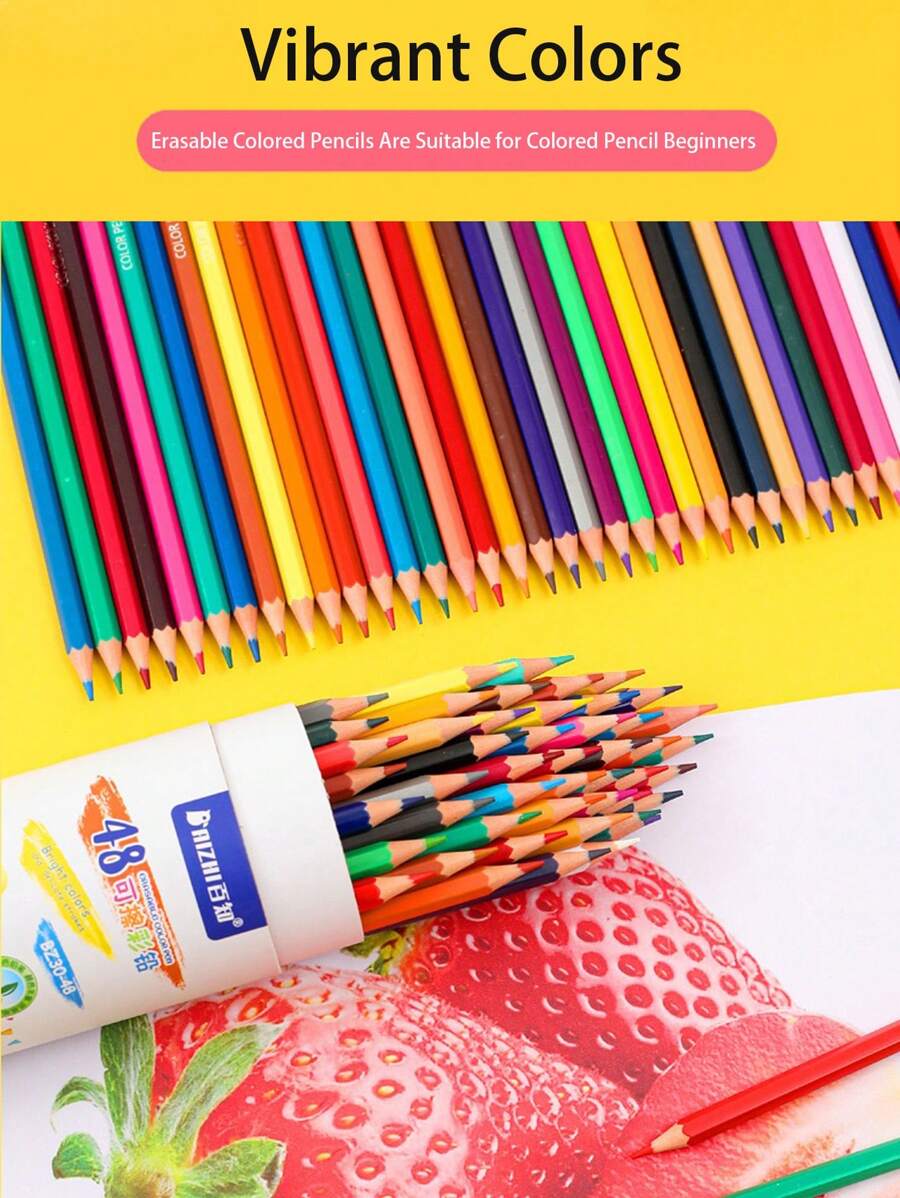 1pc Erasable Colored Pencils, 12/24/36/48 Colors, Drawing Painting Sketching Pencils - Colored Pencils - View 1