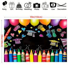 1 pieza Felicitaciones Telón de fondo para foto de graduación de preescolar, bandera de mesa de pastel de fiesta de graduación con patrón de crayones de colores, decoración de fiesta de graduación, decoraciones para el hogar para uso en interiores o exteriores., Navidad