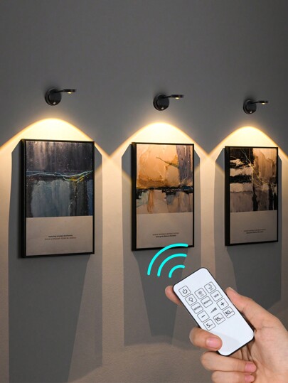 1pc Display Light Spotlight Rechargeable, Wireless Night Light Garage Kits,Battery Powered Indoor Wall Light, 3 Light Color Picture Mural Light For Garage Kits Model Hanging Photo Painting Display Showcase Gallery Staires Living Room.