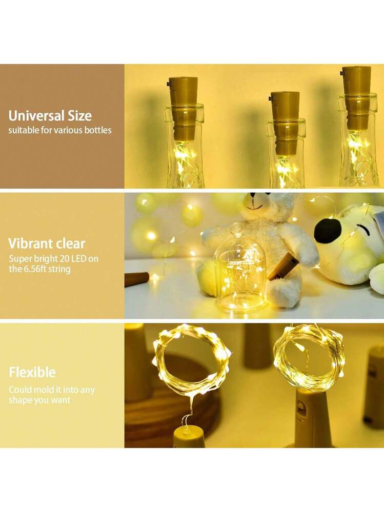 Luci per bottiglie di vino, 8 pezzi, 2 m, 20 LED, con sughero
