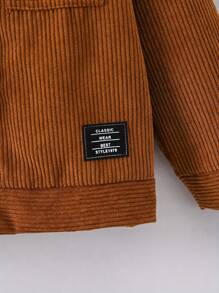 Young Boy Fashionable Corduroy Patchwork Fleece Collar Outerwear Jacket, Lightweight Spring/Autumn