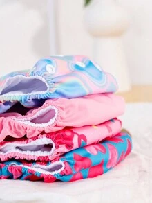 Bộ 4 tã vải cho bé, một kích cỡ, có thể giặt và tái sử dụng, dành cho bé trai và bé gái - Nhiều màu - Xem 4