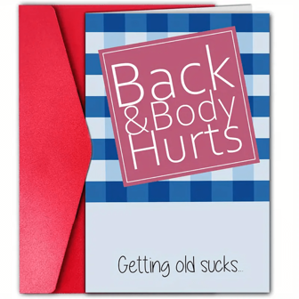 1pc "Back&Body Hurts Getting Old Sucks" Funny Birthday Card, Creative Greeting Card, A Unique Gift Suitable For Parents, Relatives, Brothers And Sisters, Colleagues, Husband And Wife