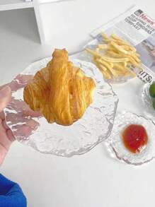 1 pièce/5 pièces Assiette en verre dépoli style INS Plat à collation à la maison, Plat à sauce, dessert, pâtisserie, Plateau de table de nuit, Rangement pour bijoux pour boucles d'oreilles, colliers et bagues Cadeau de Noël, Fournitures scolaires