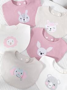 momscare Random Set Of 3 Baby Girls Animal Pattern Bibs - Multicolor - View 4