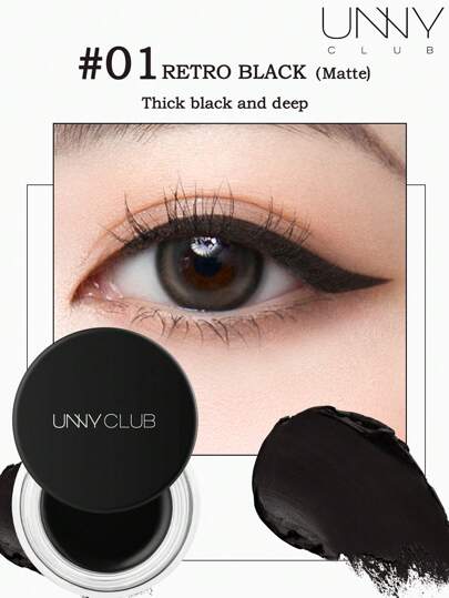 unny club 1 件装凝胶眼线笔，无需铅笔刷，防水持久眼线膏凝胶，高强度颜料防晕染眼线眉笔化妆品，防水