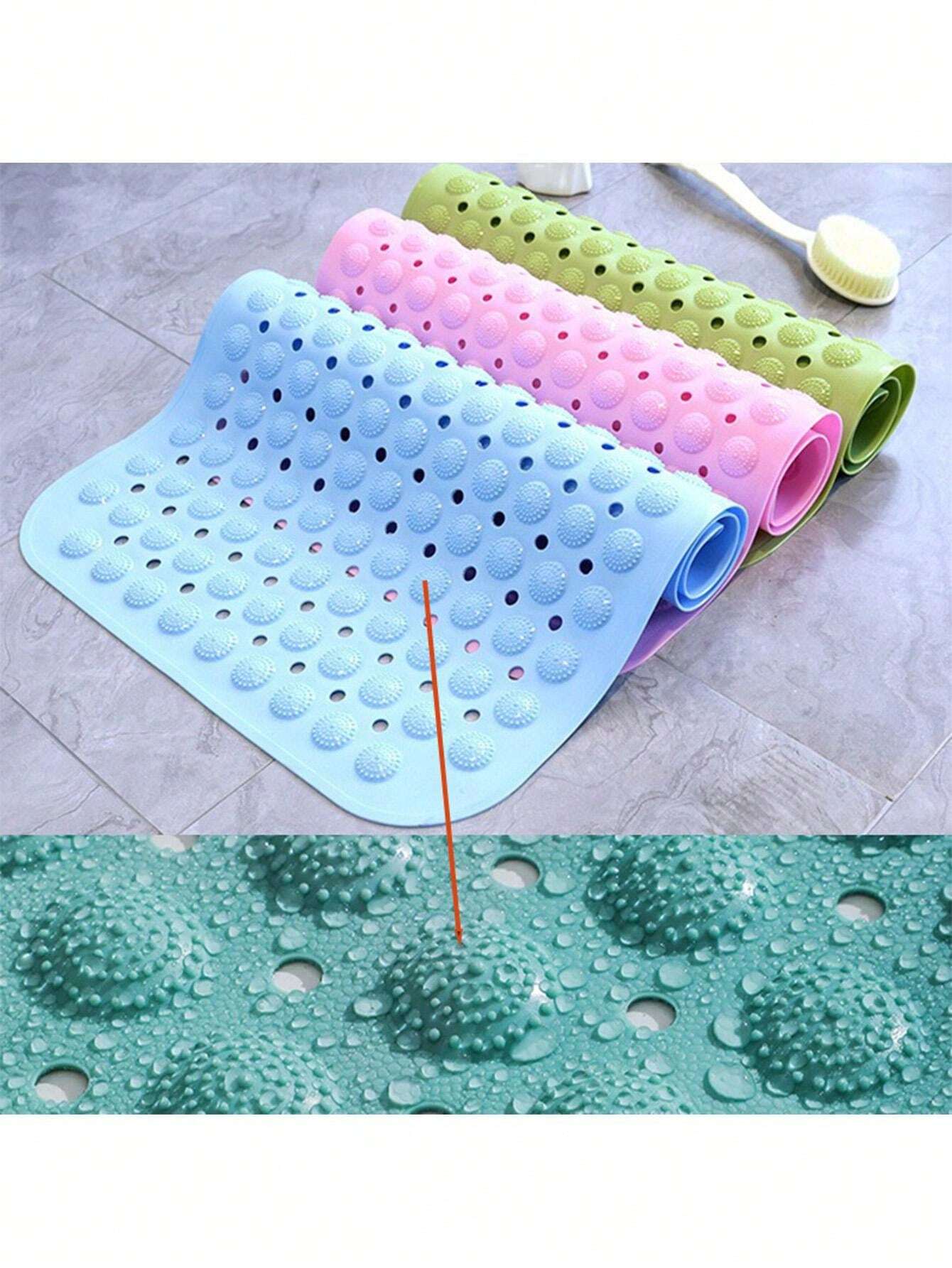 Tapis de Bain Antidérapant de Douche de Baignoire Anti-Moisissure Avec Ventouses et Trous d