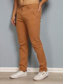 Men Pants - 駝色 - 查看 5