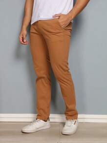 Men Pants - 駝色 - 查看 3