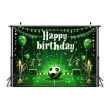 1pc Soccer Birthday Party Backdrop Football Field Photography Background Football Themed Party Decoration Photobooth Props For Boys Men Women Girls Cake Table Decor,