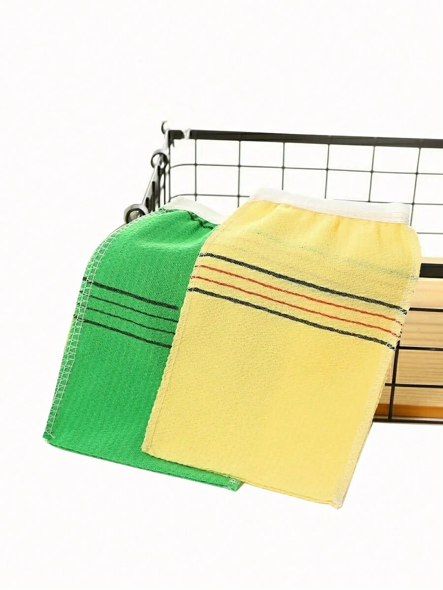 2入組多色磨砂淋浴搓澡套裝附自粘纖維，時尚土耳其浴手套，適用於成年人沐浴或在浴場/水療中進行去角質、按摩和清潔