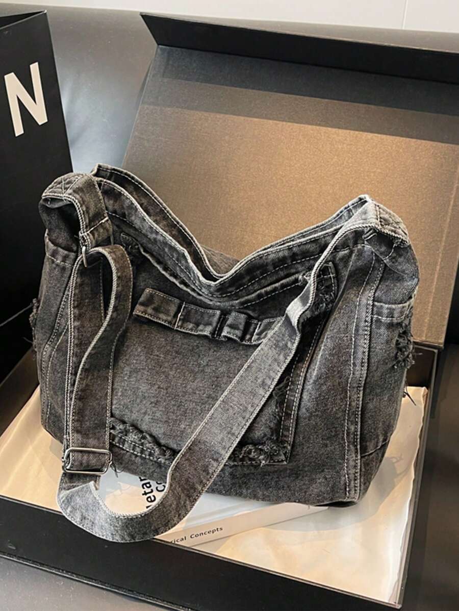 Vintage Denim Backpack, Y2K Large Capacity Hobo Bag, Fashionable Ladies Crossbody Shoulder Bag, Y2K Cute Denim Shoulder Bag For Women, Simple Multi-Pocket Vacation Travel Crossbody Bag, Square Shoulder Bag Wallet For Daily Commute, Large Capacity Multifunctional Laptop Backpack Handbag For Students, Shoulder Bag For School