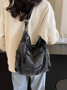 Vintage Denim Backpack, Y2K Large Capacity Hobo Bag, Fashionable Ladies Crossbody Shoulder Bag, Y2K Cute Denim Shoulder Bag For Women, Simple Multi-Pocket Vacation Travel Crossbody Bag, Square Shoulder Bag Wallet For Daily Commute, Large Capacity Multifunctional Laptop Backpack Handbag For Students, Shoulder Bag For School