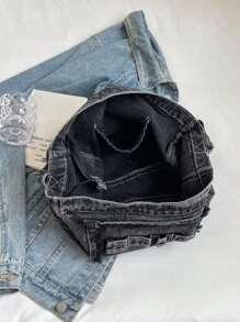 Vintage Denim Backpack, Y2K Large Capacity Hobo Bag, Fashionable Ladies Crossbody Shoulder Bag, Y2K Cute Denim Shoulder Bag For Women, Simple Multi-Pocket Vacation Travel Crossbody Bag, Square Shoulder Bag Wallet For Daily Commute, Large Capacity Multifunctional Laptop Backpack Handbag For Students, Shoulder Bag For School