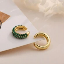 1pair C-Shaped Zirconia Fashion Creative Ear Clip Earrings