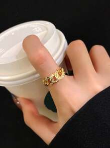 1PC Small Fresh Double Ring Women's Simple Personality Flower Ring Women's Open Ring Jewelry Elegant Halloween