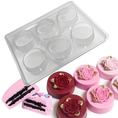PET Mold For , Plastic Mold For  Biscuit Chocolate 6 Cavity Circular Chocolate Cover  Mold Candy, Pudding, Mini Soap, Cupcake, Jelly, Muffin Mold