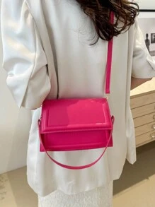 Casual Tote Bag, Retro Underarm Bag, Solid Color Shoulder Bag For Commuting, New Model 2025 - Hot Pink - View 5