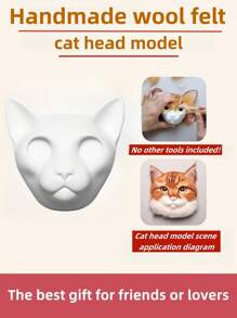 DIY Knitted Felting Cat Head Kit - Ideal For Beginners, Perfect Gift For Friends & Loved Ones, White Cat Embroidery Kit Embroidery Kit Cat - White - View 8