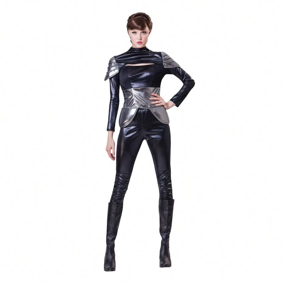Bristol Novelty Womens/Ladies Spy Costume (Black/Silver) - 黑/銀 - 查看 1
