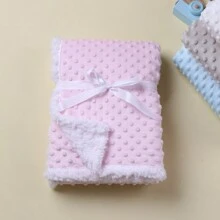 1 pieza Manta de felpa de doble capa con hoyuelos para bebé, apta para todas las estaciones, con amor de San Valentín - Rosa - Ver 2