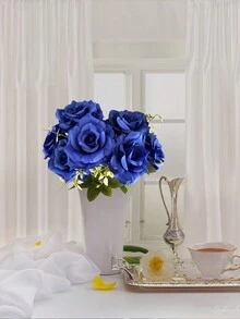 2 Packs 14 Heads17.32in Artificial Rose Flowers Bouquet, Rose Plants Silk Flowe Rwith Stem Silk Flower Arrangement For Home Kitchen  Rose Gift For Valentine Home Decor Bouquet Centerpieces Floral Arrangement Home Decoration,DIY Decoration Party Mother's Day Outdoor Decor