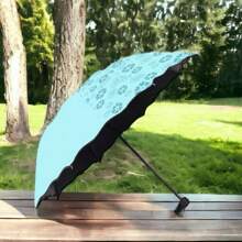 Paraguas Mágico sombrilla que florece al contacto con el agua,Paraguas Mágico De Bolsillo Sombrilla Automática 5 Varillas Diferentes Colores Paraguas Cambia de Color con el Agua Mango Recto - Azul menta - Ver 1