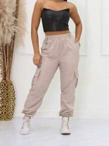 Women Pants - 米色 - 查看 1