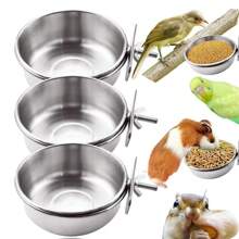 Stainless Steel Parrot Food Bowl For Small Pets, Cats & Dogs, Rabbits, Birds, Anti-Spill Feeder Water Dispenser - Silver - View 2