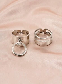 2 cái vòng tròn quyến rũ Cuff Ring - Bạc - Xem 2