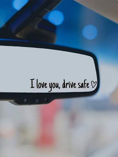 1 件“我爱你开车”乙烯基贴花汽车贴纸，适用于女士后视镜