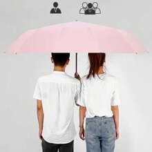 Fully Automatic Tri-Fold Rotating LED Flashlight Umbrella,1 Automatic Umbrella With Flashlight - 粉色 - 查看 3