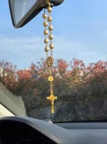 1pc New Car Accessories Interior Suspension Popular Cross Frame, Car Suspension Rearview Mirror Car Suspension Automotive Decoration - Gold - View 9