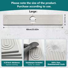 1pc Faucet Mat For Kitchen Sink Diatomite Absorbent Mat,Quick Drying Kitchen Sink Mat Gadgets,Kitchen Sink Splash Guard Behind Faucet Drip Catcher,Drying Stone For Bathroom Kitchen - Large - View 4