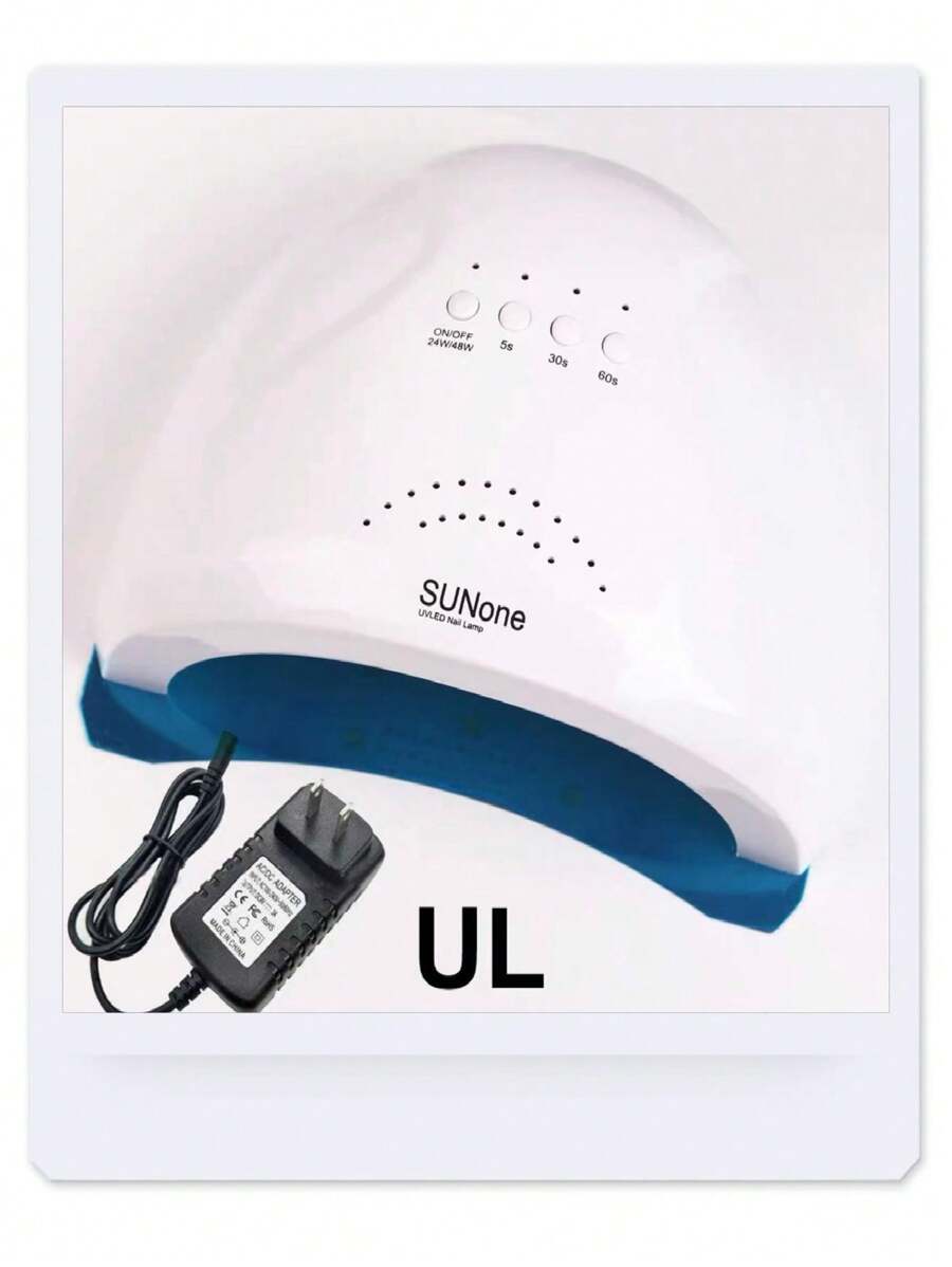 Lámpara Sun One 48 Watts.  Material plástico.  Interior blanco.  Base metálica desmontable.  Cable cargador para su uso. Botones de tiempo. 30 LED posicionados para un secado más uniforme.  Luz UV/LED,  que seca cualquier material desde el gel semipermanente a la resina, polygel y gel de construcción.1 piezas 2piezas 5 piezas - Blanco - Ver 1