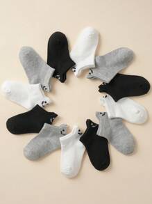 12 Pairs Smiling Face Solid Color School Adorable Kids/Infant Socks - Multicolor - View 4