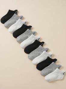 12 Pairs Smiling Face Solid Color School Adorable Kids/Infant Socks - Multicolor - View 3