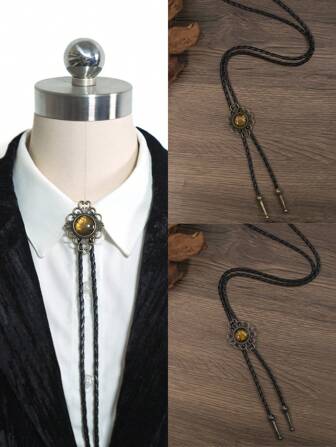 pooting bear 1 pieza Corbata de bolo estilo vaquero occidental vintage, accesorio de disfraz para hombres y mujeres