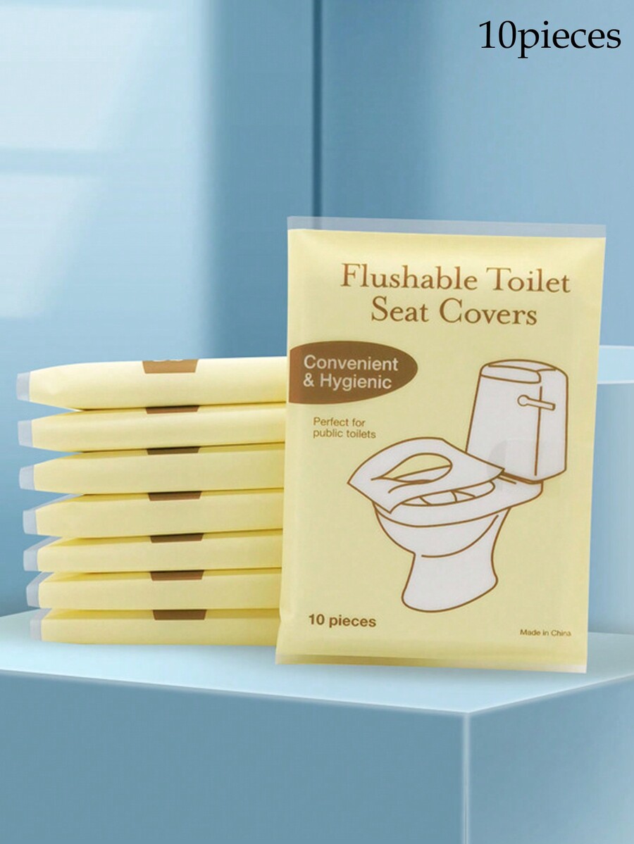 10pcs Disposable Portable Toilet Seat Mat, Toilet Cleaning Pad, One