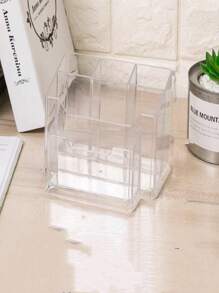 Organizador de Acrílico para pinceles.   Útil para ordenar los pinceles y material de manicura.  De Acrilico resistente.  2 colores translúcido. Rosa  Traslúcido Y transparente 4 divisiones ideales para herramientas. - transparente - Ver 4