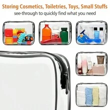 3 Pezzi Accessori per borse da spiaggia Bogg nere trasparenti, Buste con cerniera in plastica per borse da spiaggia, da viaggio, per organizzare cosmetici e articoli da toeletta, borse per cosmetici divisorie e impermeabili, custodie per trucchi, accessori da viaggio, borse per cosmetici - Visualizzare 5