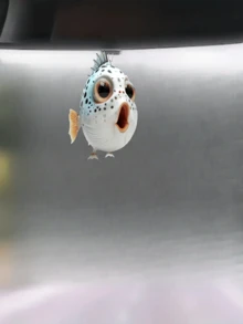 1pc Big Eye Fish Shaped Acrylic Pendant, Durable Multi-Functional Car Mirror Hanging Ornament Keychain, Holiday Accessory - Blue and White - View 2